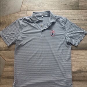 Peter Millar Navy and White Striped Polo